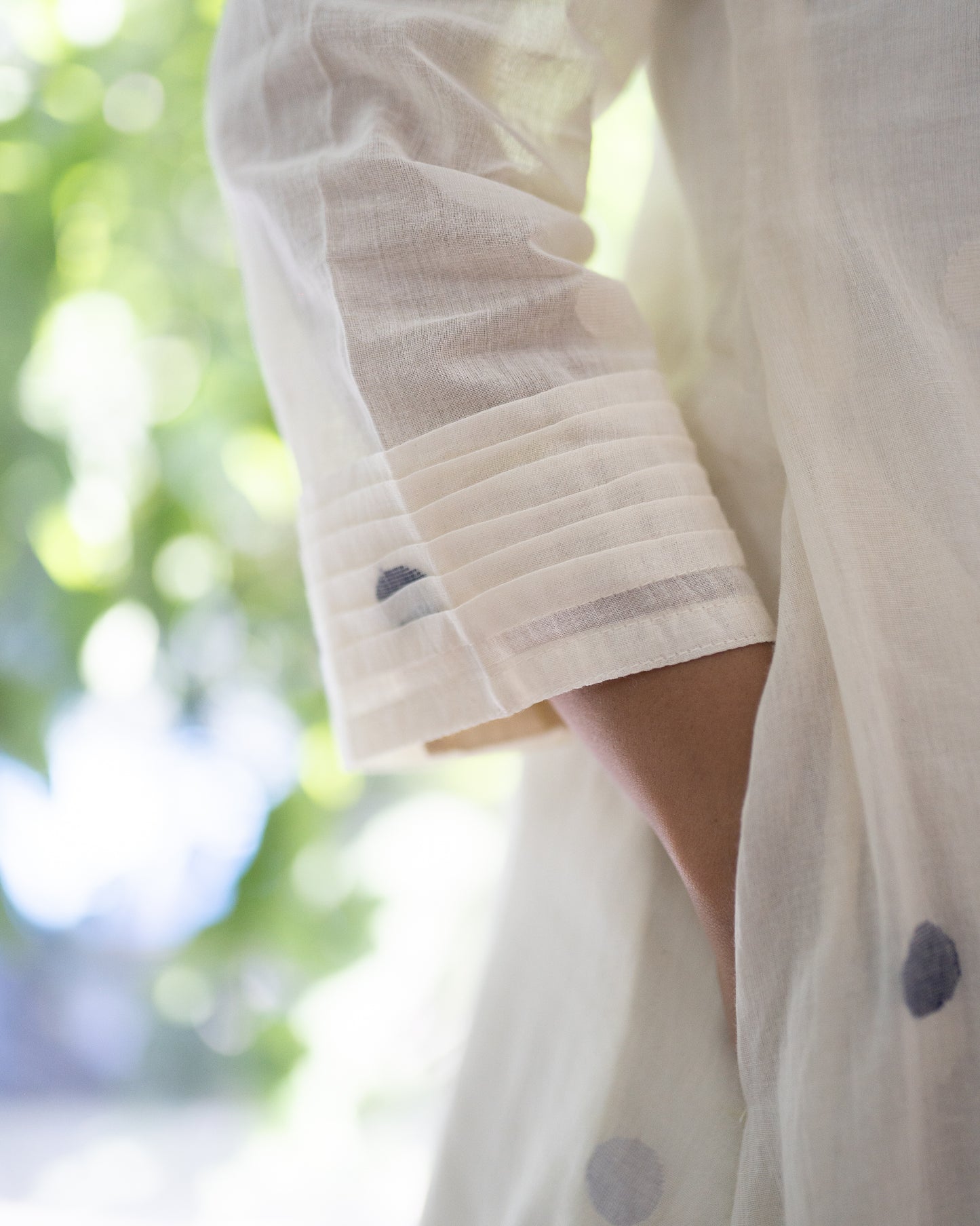 Polka Dreams | Handwoven Jamdani Co-ord set | Navy Blue