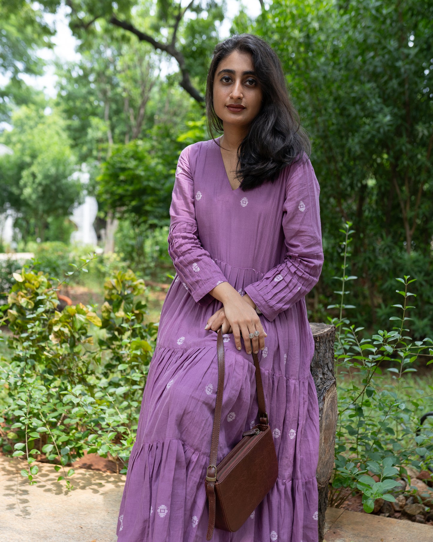 Lilac Layers | Handwoven Jamdani Dress