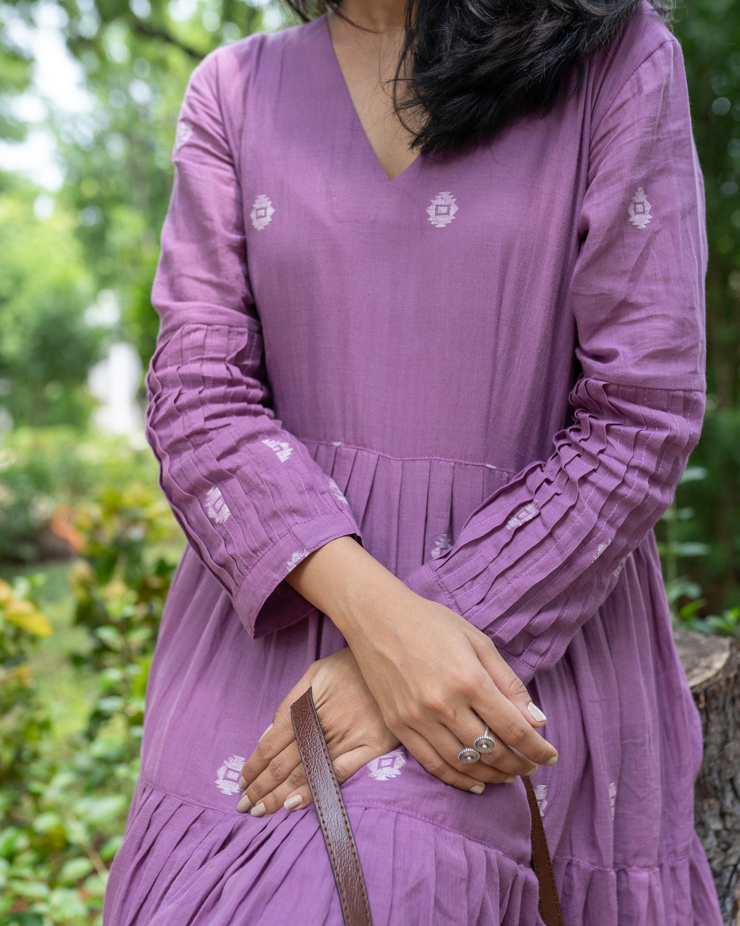 Lilac Layers | Handwoven Jamdani Dress