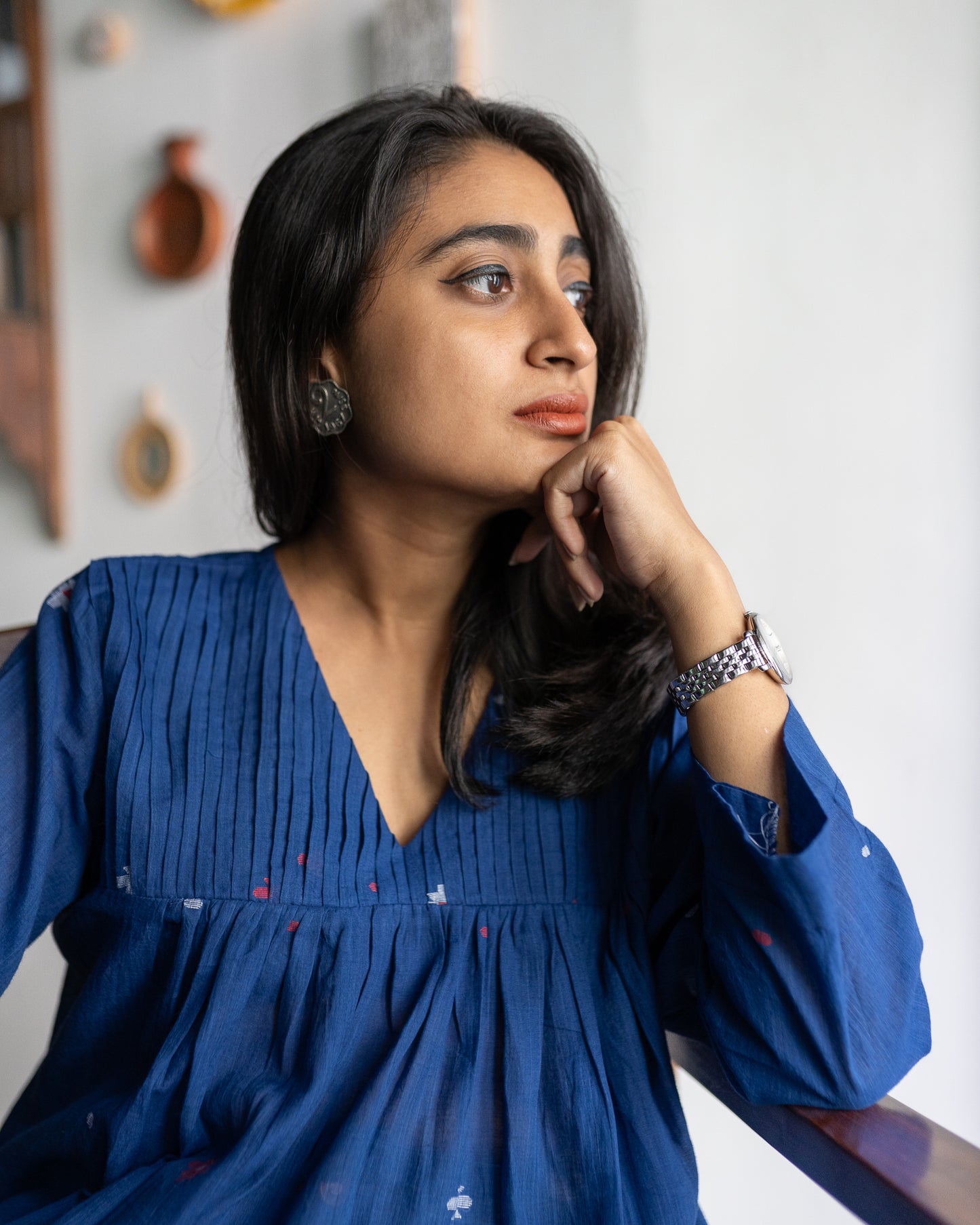 Indigo Meenakari Top