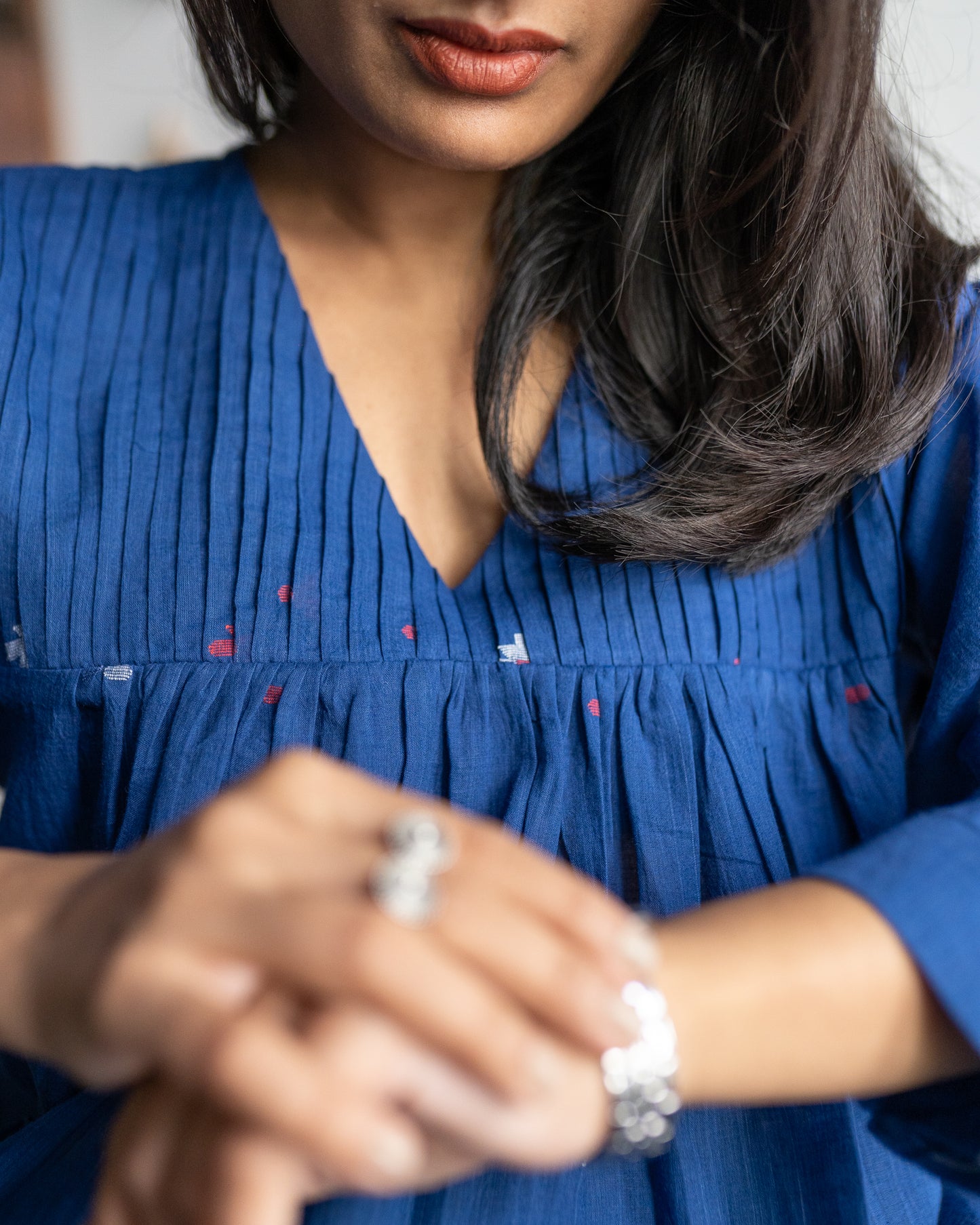 Indigo Meenakari Top