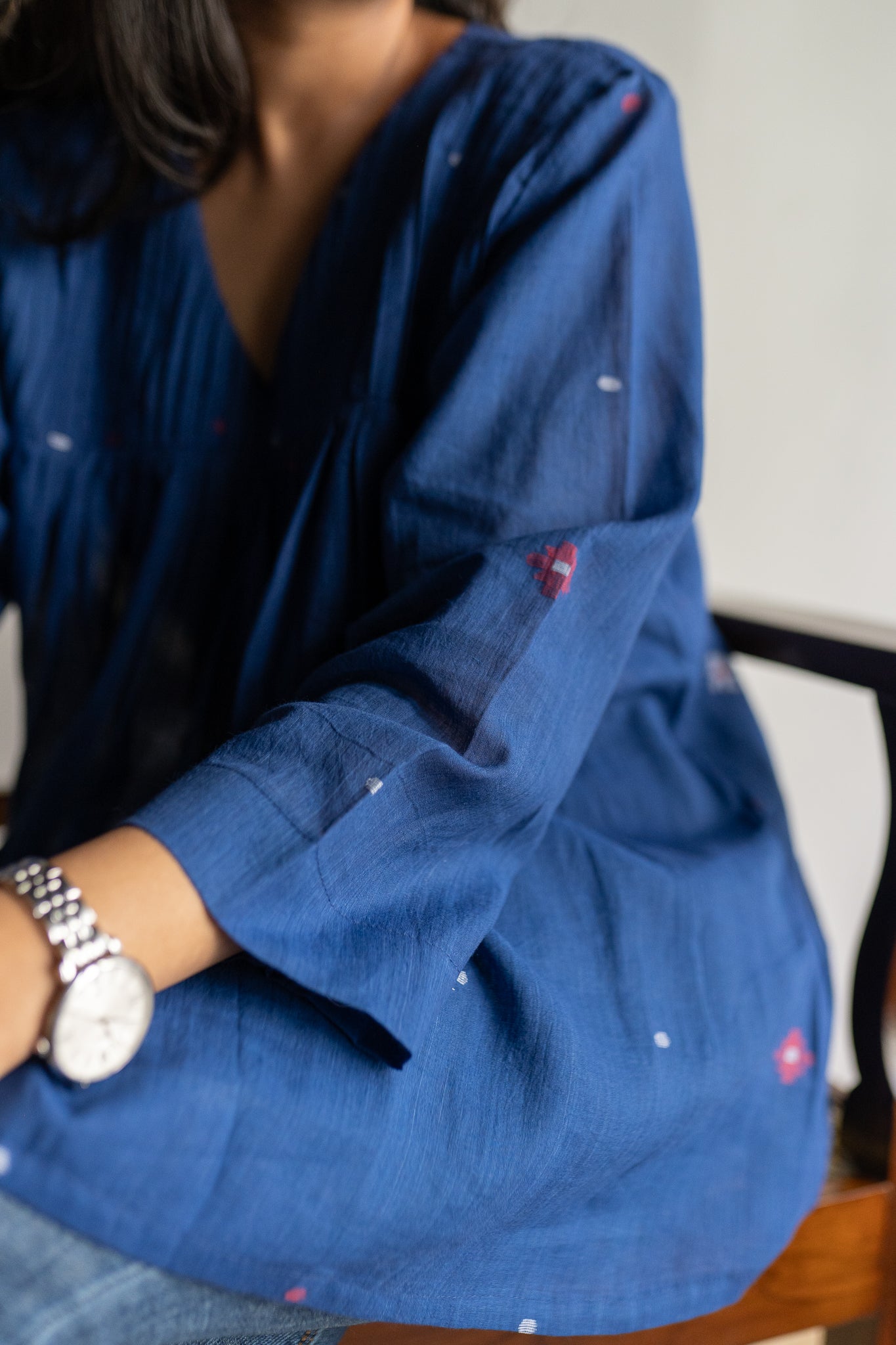 Indigo Meenakari Top