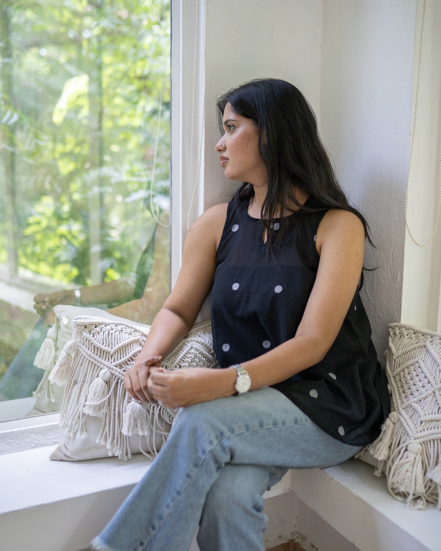 Timeless Polka Jamdani Top