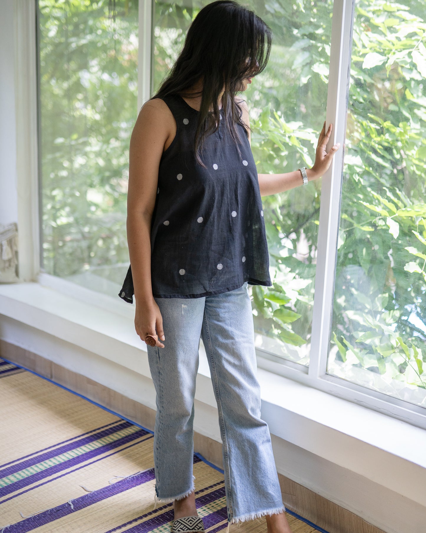 Timeless Polka Jamdani Top
