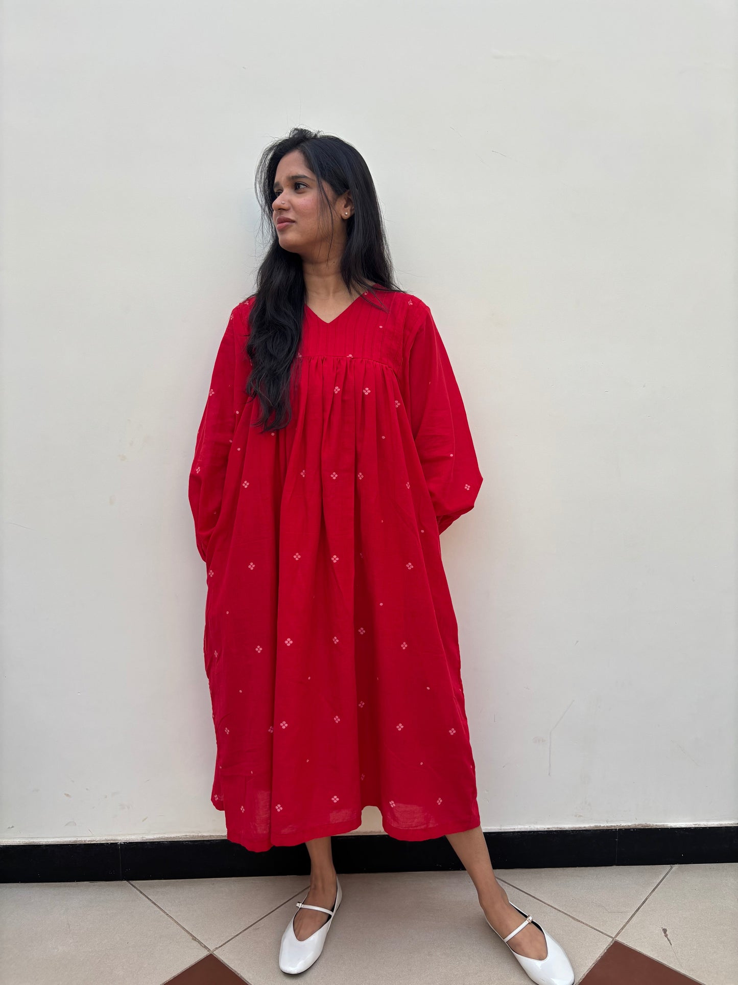 Red Jamdani Dress