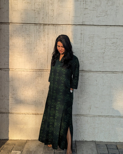 Moss Meadow | Dabu Hand Block Printed Dress