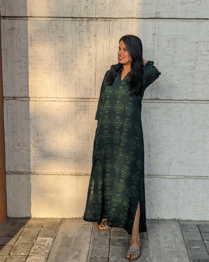 Moss Meadow | Dabu Hand Block Printed Dress